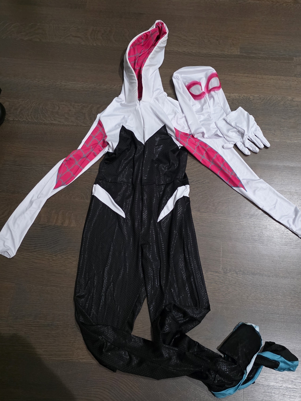 Marvel Spider-Gwen Adult Womens Hoodie Jumpsuit in White, Black & Pink
